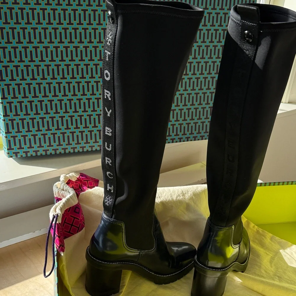 Tory Burch Elegant Black Knee-High Women's Boots - Picture 3 of 11